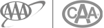 The image shows two logos side by side: one with "AAA" and another with "CAA" inside circular designs.