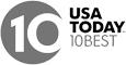The image shows the USA Today 10Best logo, featuring a stylized "10" in a circle next to the "USA TODAY 10BEST" text.